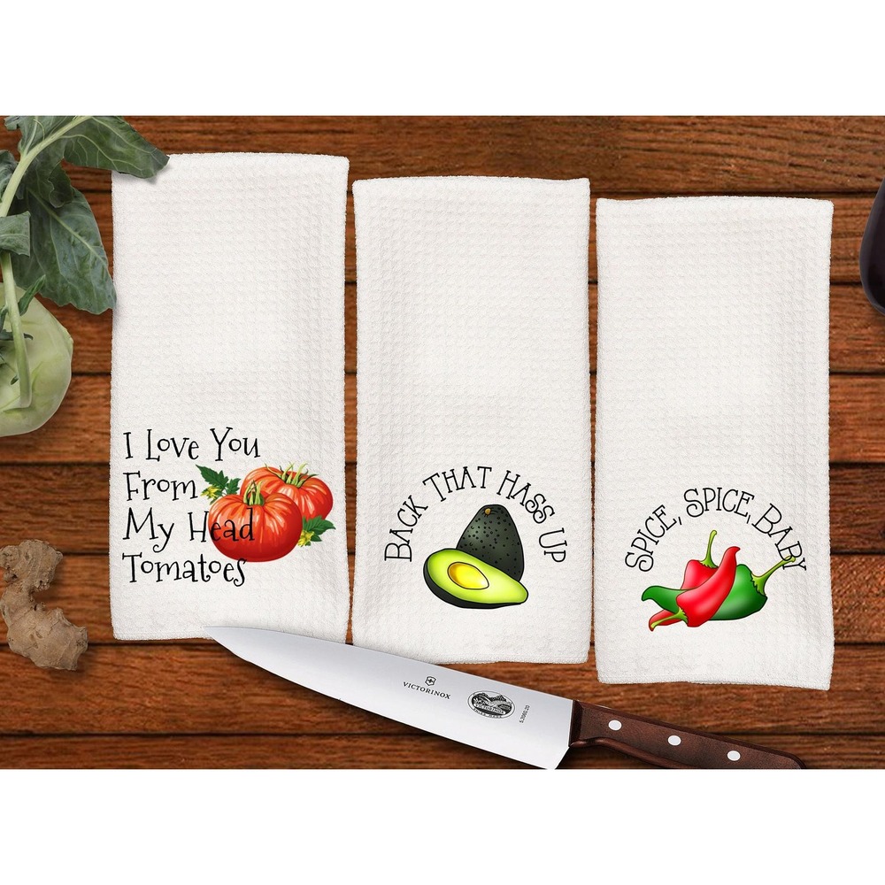 Making Guacamole Kitchen‎ towel set, Great gift for Dad, set of 3 towels